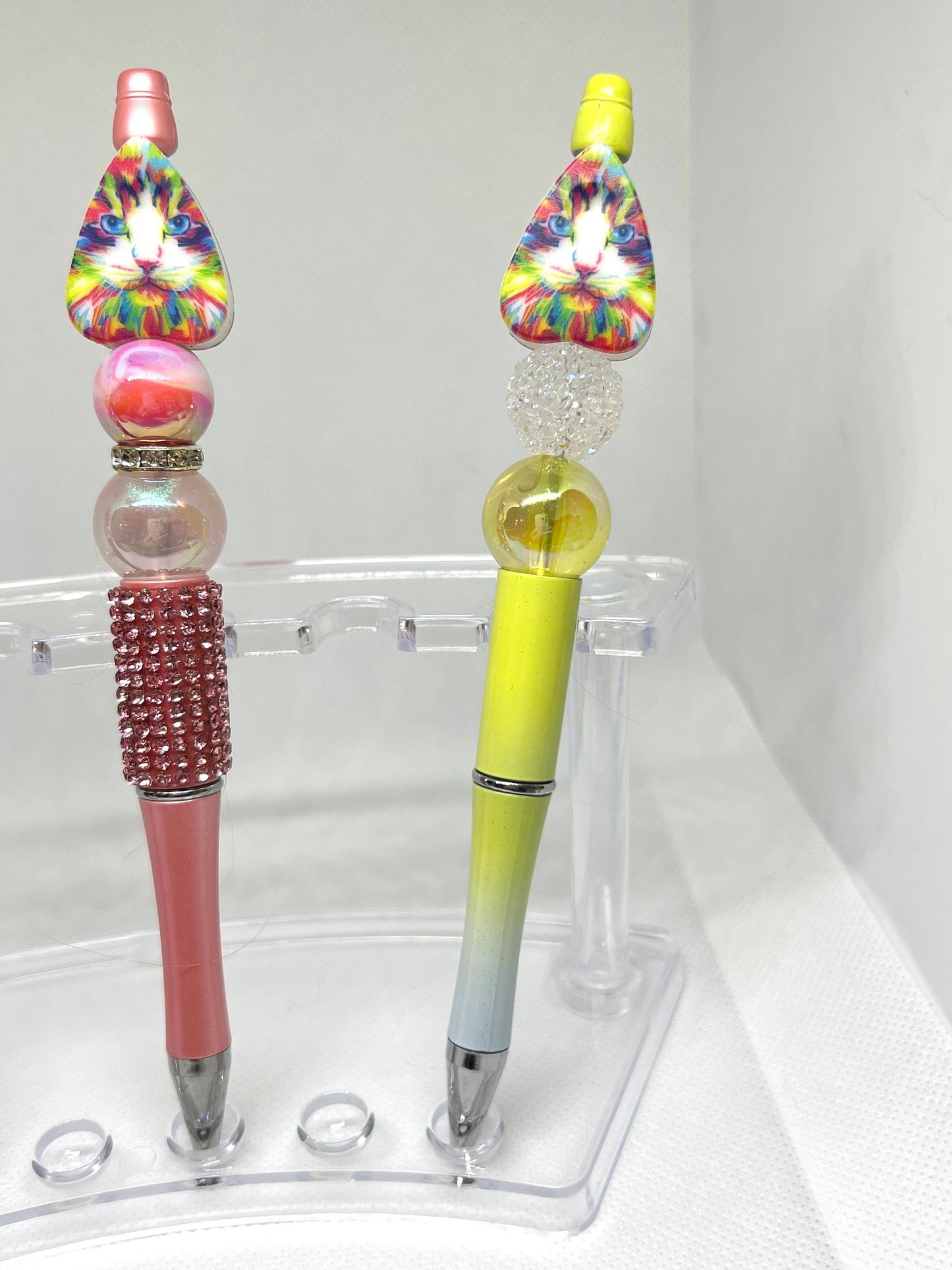 Colorful Cat Beaded Pen, Cat pen, Fun Pens Acrylic  Beads, Beaded Pen, Retractable Ink Pen, Gifts