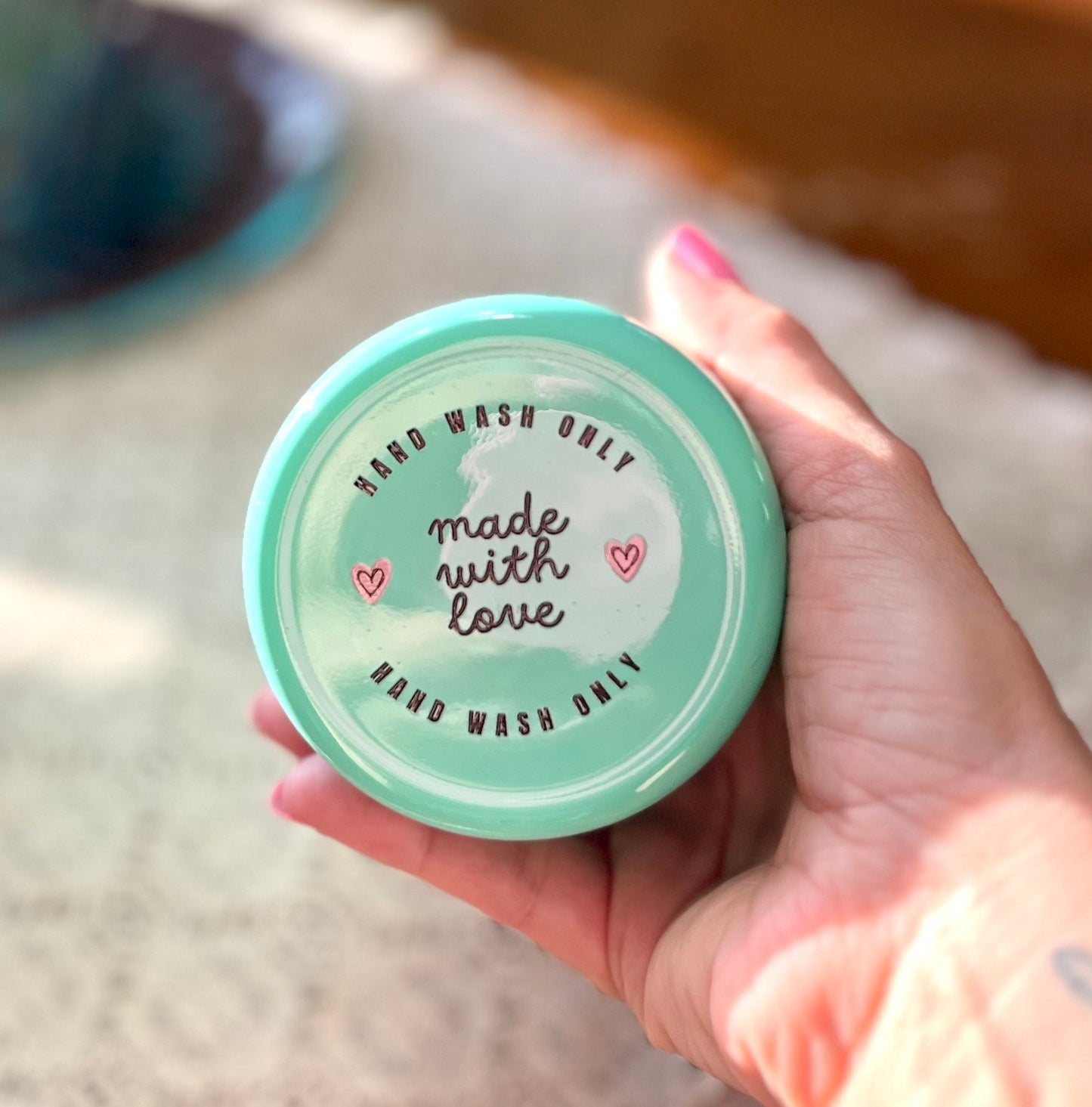 UVDTF Transfer Hand Wash Only 2" Round Made with Love for glasses and cups by the sheet, Permanent Waterproof Adhesive, Ready to Apply