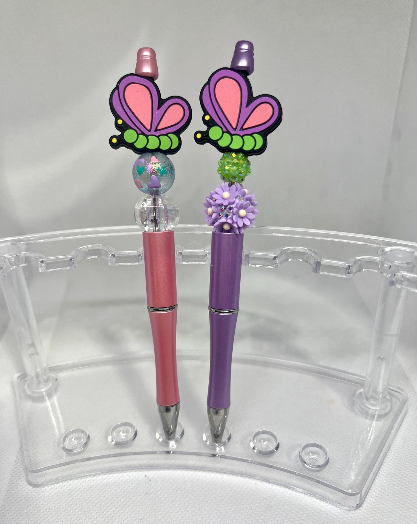 Butterfly Beaded Pen, Refillable Ink Pen, Sarcastic Pen, Fun Pens Acrylic Beads, Custom Pen, Retractable Ink Pen, Graduation
