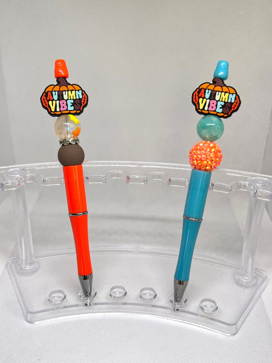 Beaded Pen Autumn Vibes Pumpkin, Fun Pens Acrylic Beads, Custom Pen, Retractable Ink Pen, Gifts for her, Teacher, Nurses, Medical