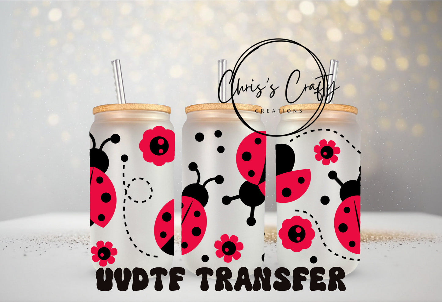 UVDTF Wrap Red Ladybug Flowers