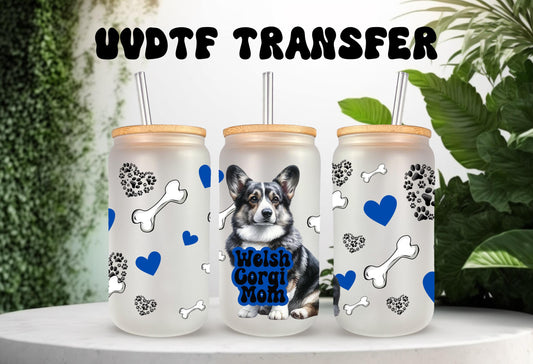 UVDTF Wrap Corgi Mom for 16oz Can Glass Mug Tumbler, Dog Mom Wrap, Ready to apply, Gifts for Her, Permanent Waterproof Adhesive