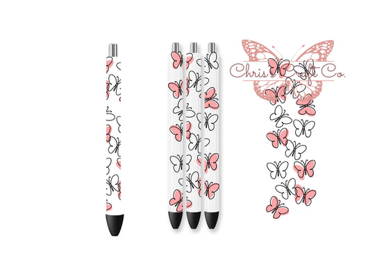 UVDTF Pen Wrap Butterfly Pink, Butterfly Wrap, Permanent Adhesive Waterproof