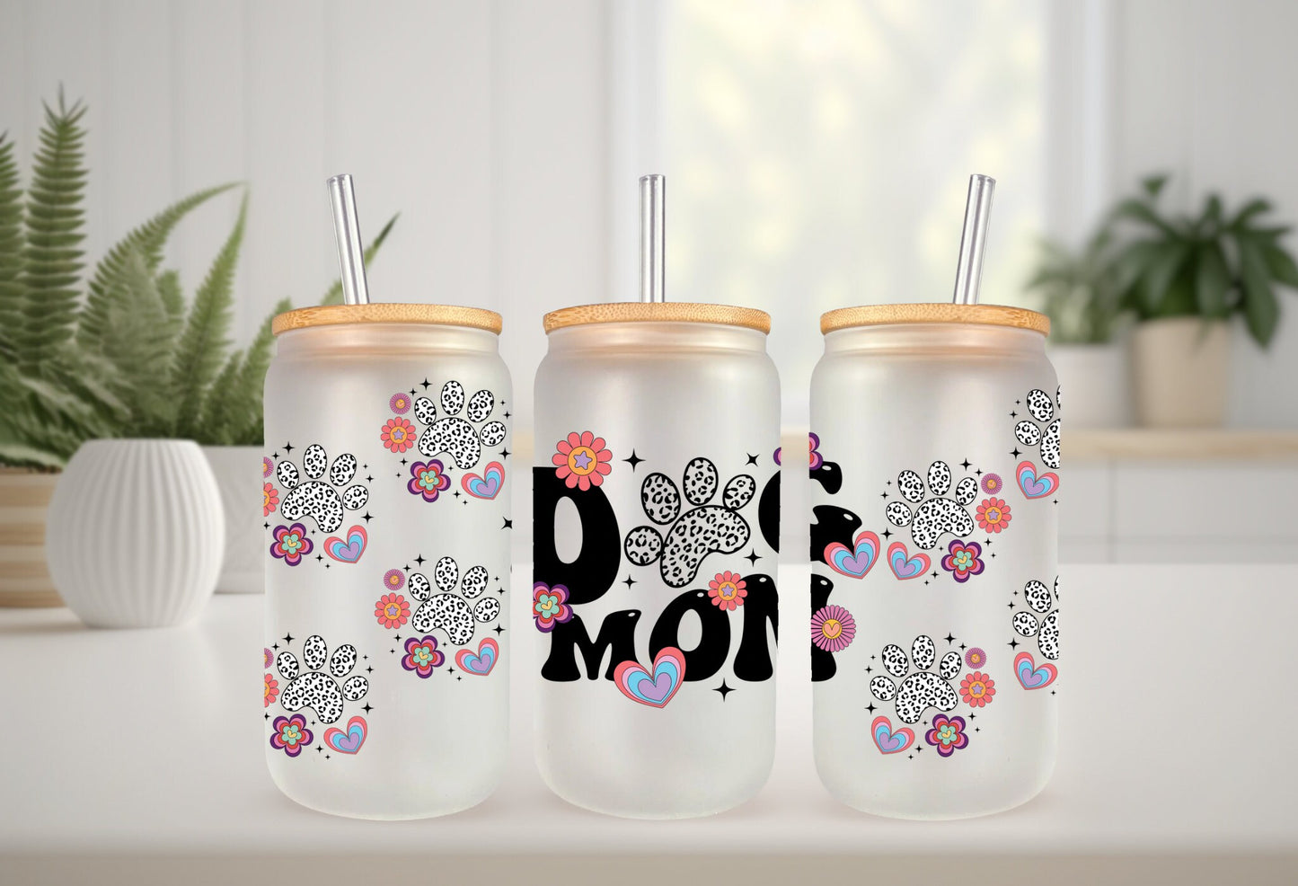 UVDTF Wrap Leopard Paws Dog Mama 16oz Mug Tumbler, Dog Mom Wrap, Dog Paws, Ready to apply, Permanent Waterproof Adhesive