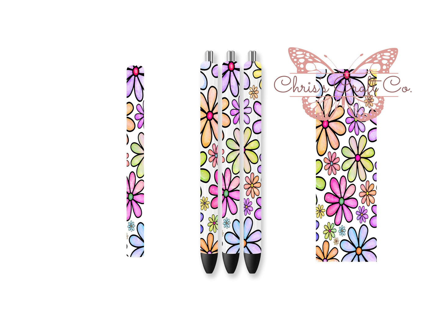 UVDTF Pen Wrap Groovy Flowers, Ready to Apply, Permanent Waterproof Adhesive, Bundle and Save