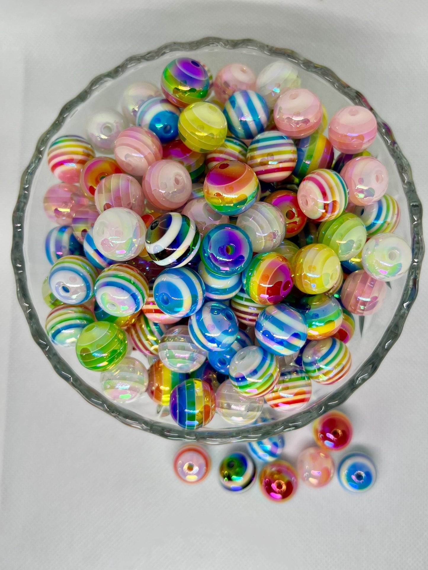 16mm Shiny AB Stripes Acrylic Beads, Acrylic Gumball Beads in Bulk, 16mm Beads, 16mm Bubble Gum Beads, DIY ideas