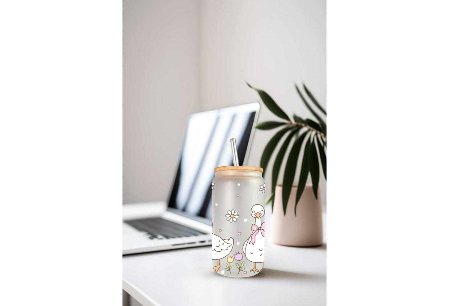 UVDTF Wrap Mother Goose 16oz Can Glass Mug Tumbler Wrap, White Goose, Ready to apply, Permanent Waterproof Adhesive