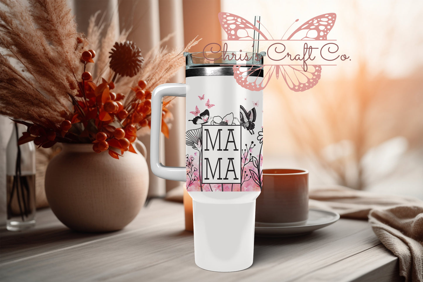 UVDTF Wrap Floral Mama 16oz Can Glass Mug Tumbler, Mom Wrap, Ready to apply, Permanent Waterproof Adhesive