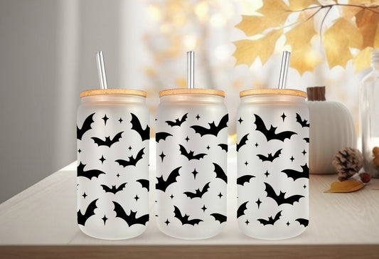 UVDTF Wrap Halloween Black Bats 16oz Can Glass, Mug /tumbler, Ready to Apply, Permanent Waterproof Adhesive