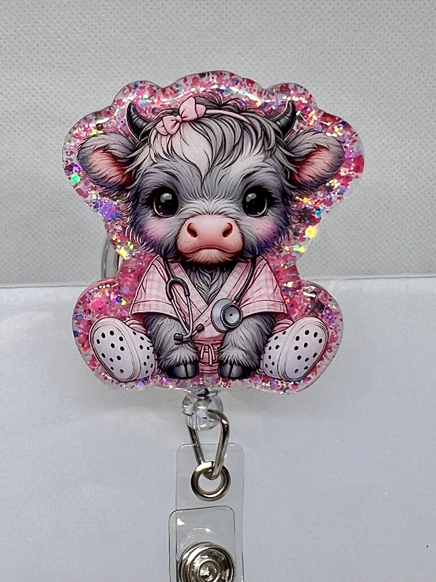 Highland Cow Nurse Acrylic Blank Decal Set, DIY Badge Reels, Medical Blank UVDTF sticker, Unfinished Badge Reel, Badge Reel Blanks