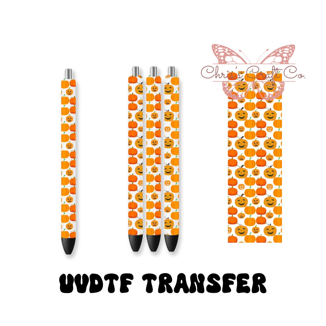 UVDTF Pen Wrap Cute Fall Leopard Jack Pumpkins, Ready to Apply, Permanent Waterproof Adhesive
