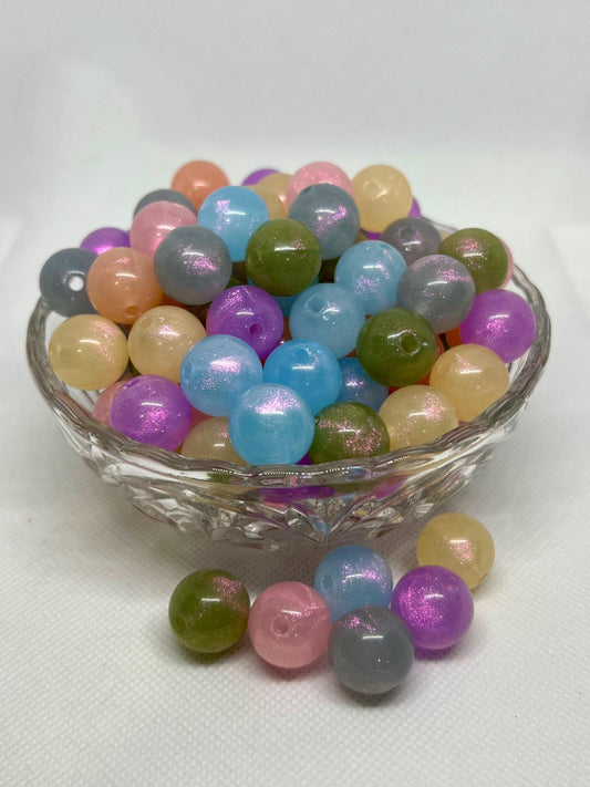 16mm Luminous Glitter Acrylic Beads, Acrylic Gumball Beads in Bulk, 16mm Beads, 16mm Bubble Gum Beads, DIY ideas, Chunky Beads