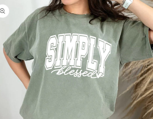Screen Print Transfer Simply Blessed Heart Single Color | Ready to Press | Screen Print Transfer | White Ink Screen Print Transfer