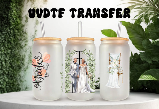 UVDTF Wrap Bride To Be for 16oz Can Glass Mug Tumbler, Wedding Gift, Ready to apply, Gifts for Her, Permanent Waterproof Adhesive