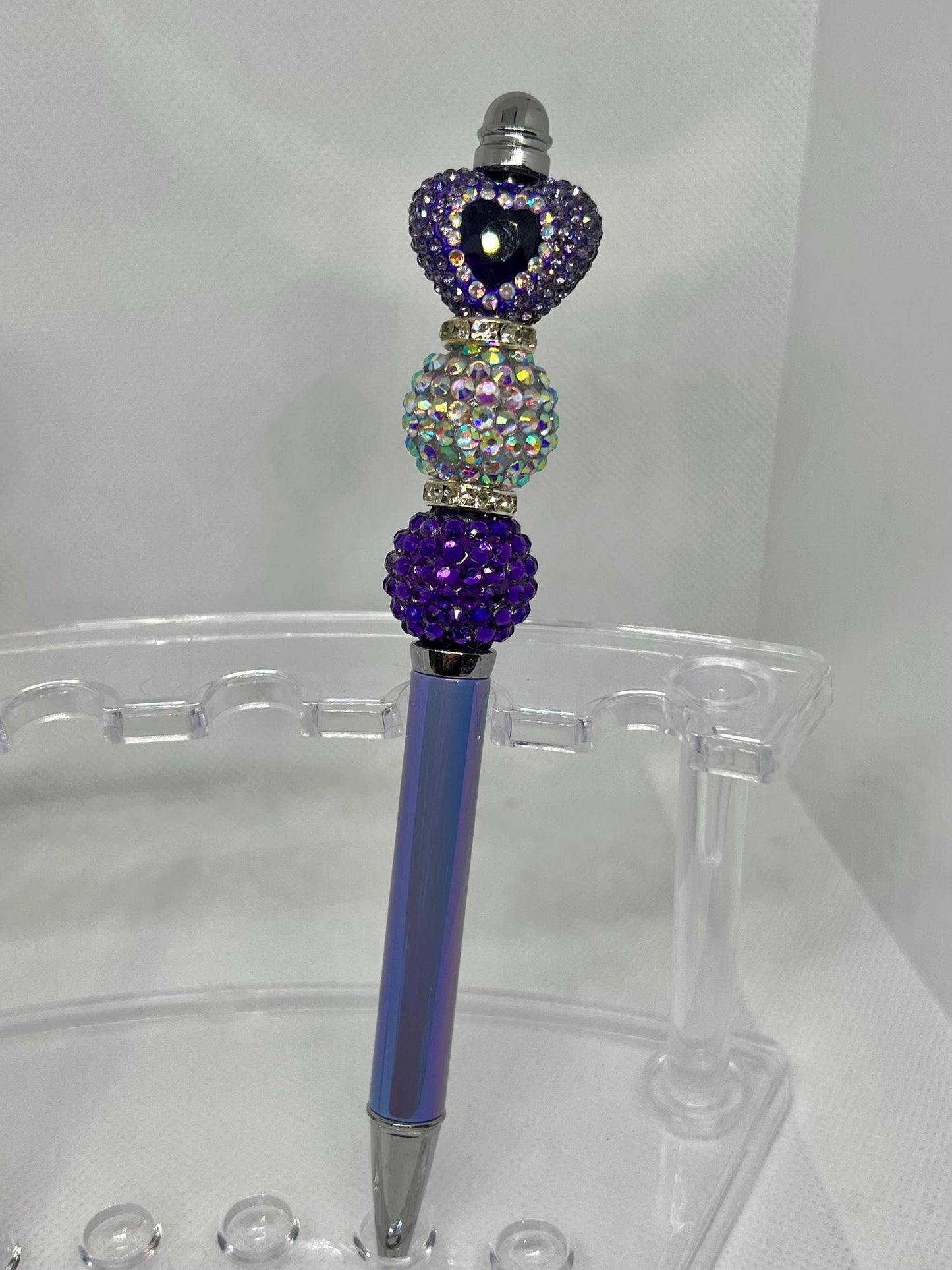 Beaded Pen Rhinestone Heart, Fancy Pen, Fun Pens Acrylic Beads, Custom Pen, Retractable Ink Pen, Gifts