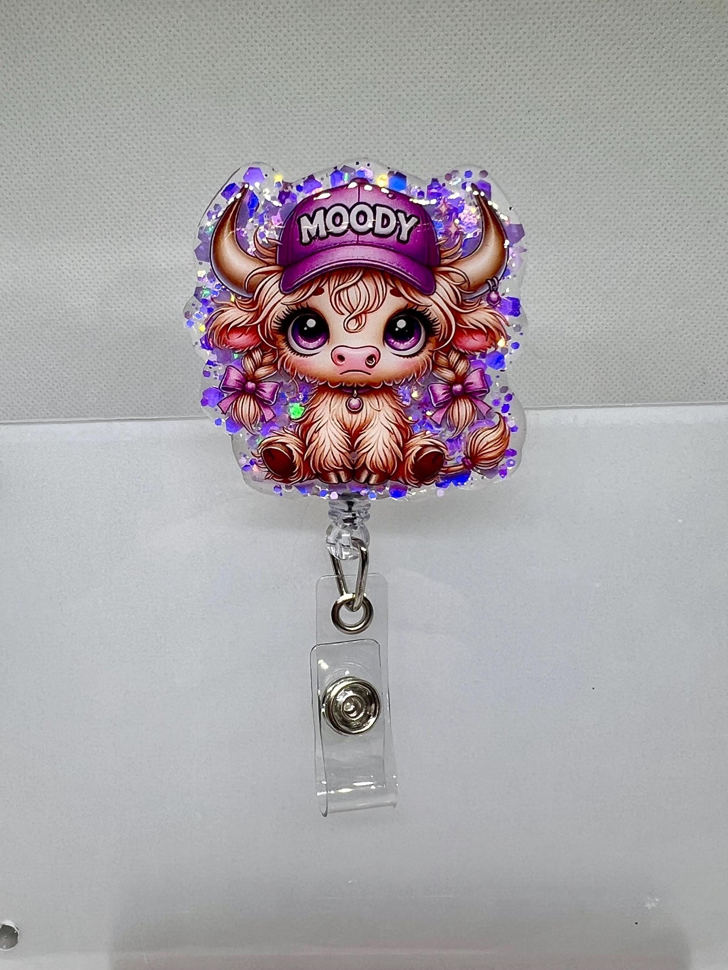 Highland Cow Moody Acrylic Blank Decal Set, DIY Badge Reels, Bow Blank UVDTF sticker, Unfinished Badge Reel, Badge Reel Blanks