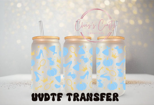 UVDTF Wrap Princess Glass Slippers for 16oz Mug Tumbler, Fairytale Wrap, Ready to apply, Permanent Adhesive Waterproof