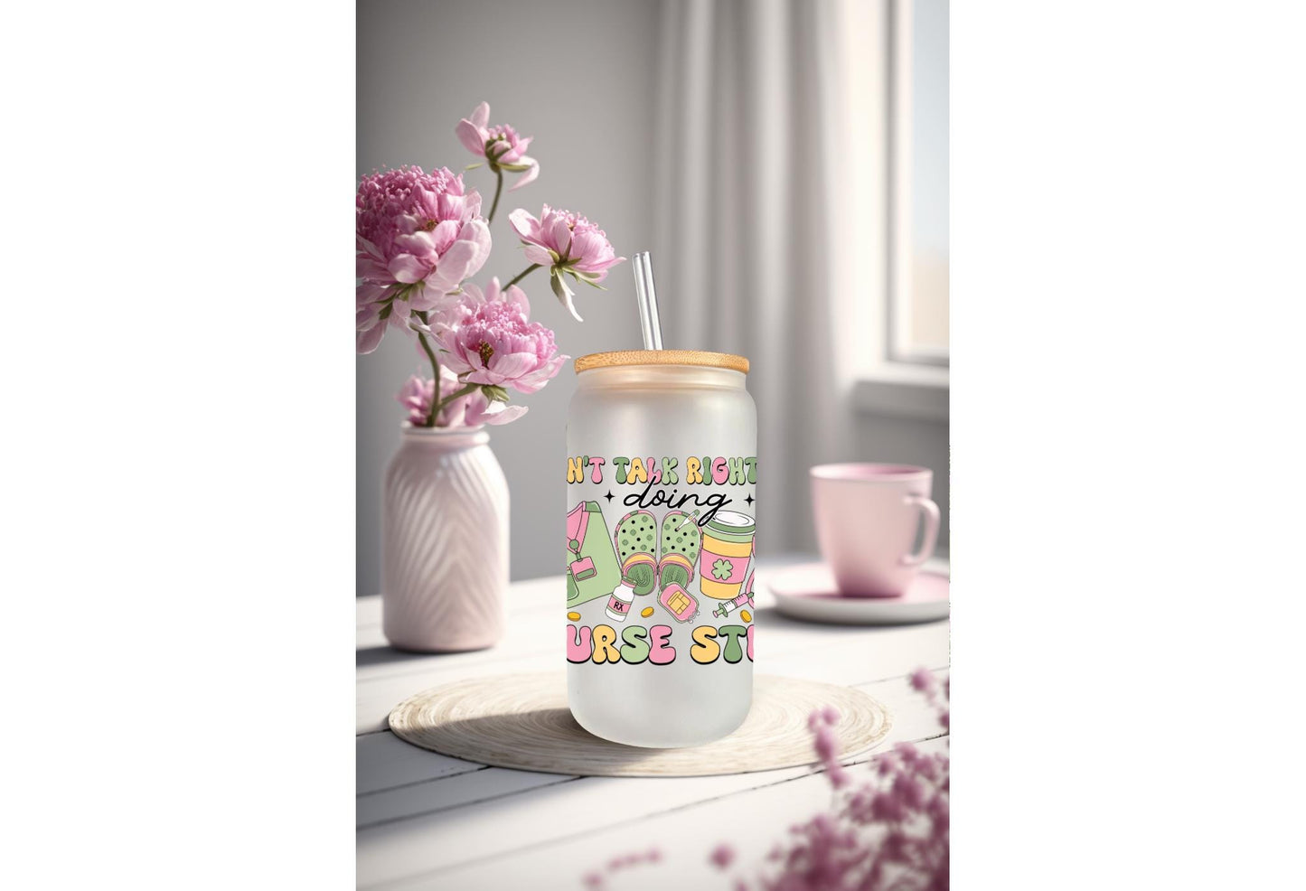 UVDTF Wrap Nurse Clover for 16oz Can Glass Mug Tumbler,  Can’t Talk Right Now Wrap, Ready to apply, Permanent Adhesive Waterproof