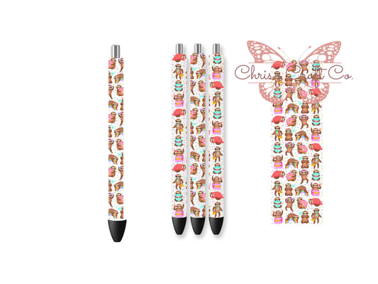 UVDTF Pen Wrap Cute Sloths, Sloth Pen Wrap, Ready to apply, Permanent Waterproof Adhesive