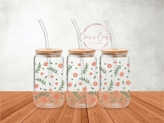 UVDTF Wrap Botanical Flower for 16 oz Can Glass Mug Tumbler,  Flower Wrap, Ready to Apply, Permanent Waterproof Adhesive