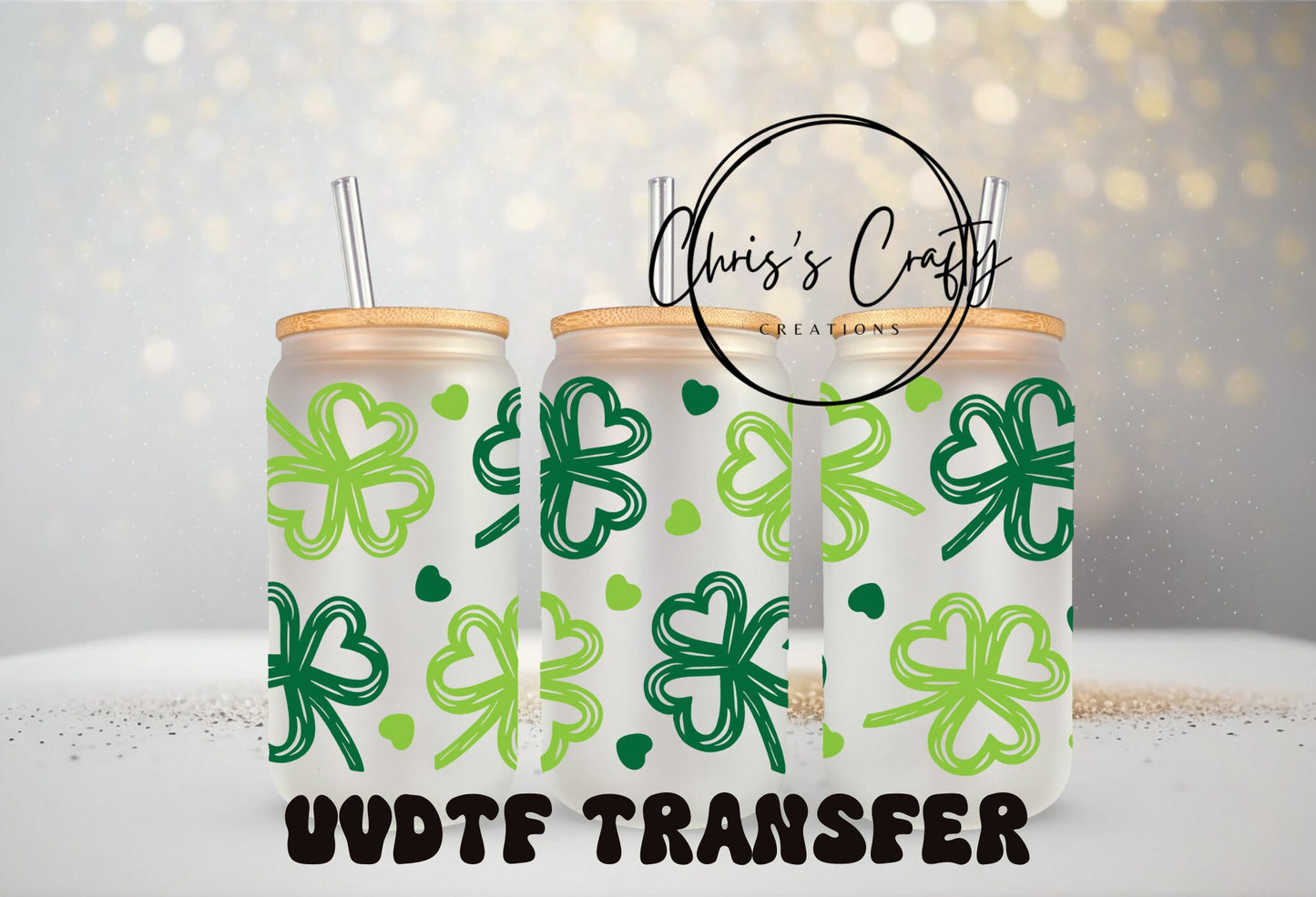 UVDTF WRAPS St. Patrick Clover Conversation Bundle Set of 4 for 16oz Mug Tumbler, Ready to Apply, Permanent Waterproof Adhesive