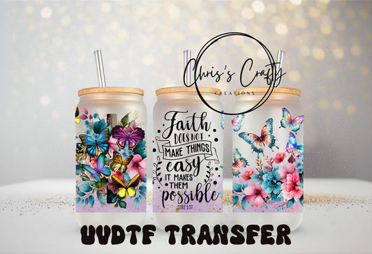 UVDTF Wrap Christian Faith Verse 16oz Can Glass Mug Tumbler,  Christian Wrap, Ready to apply, Permanent Waterproof Adhesive