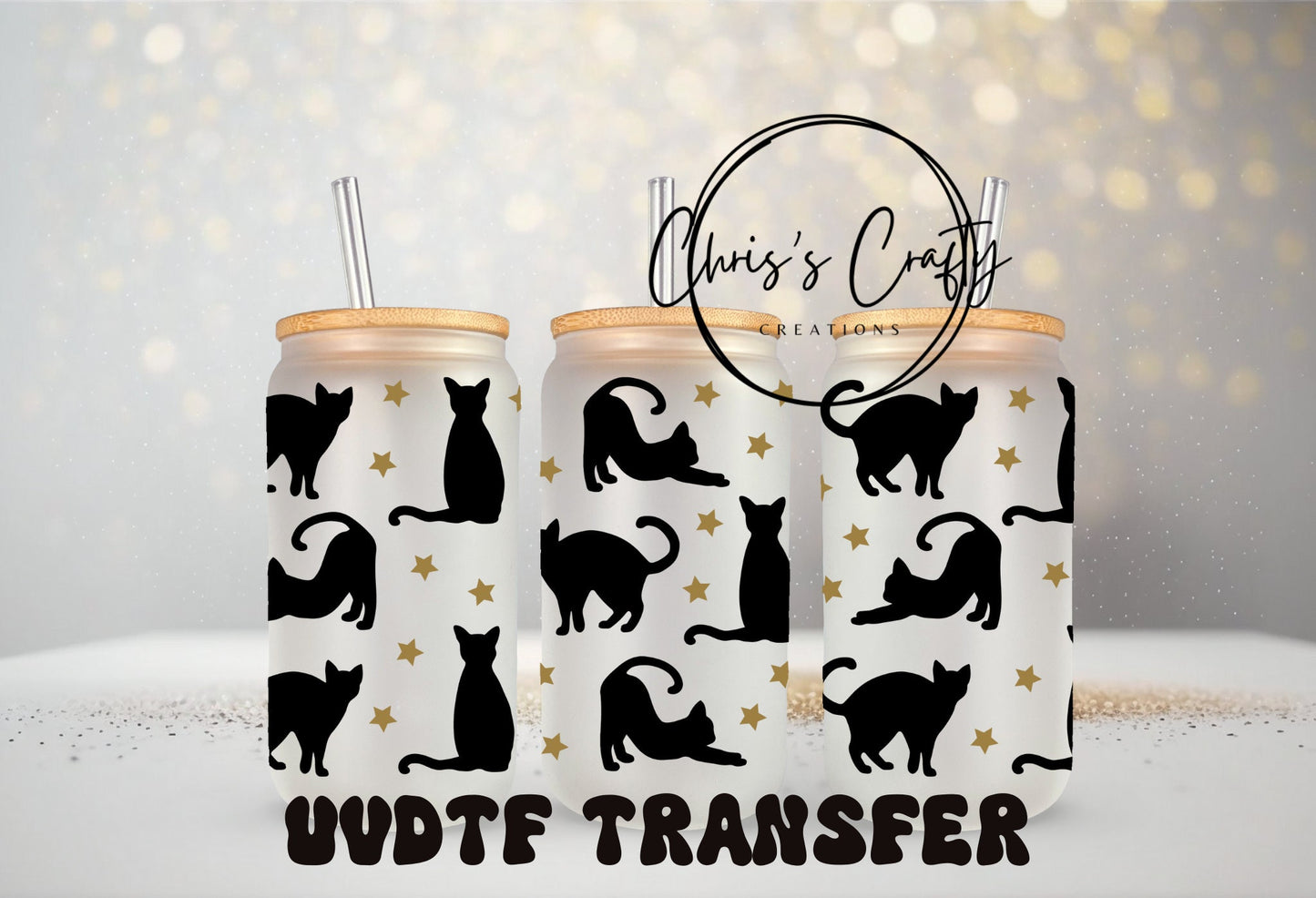 UVDTF Wrap Black Cats Stars