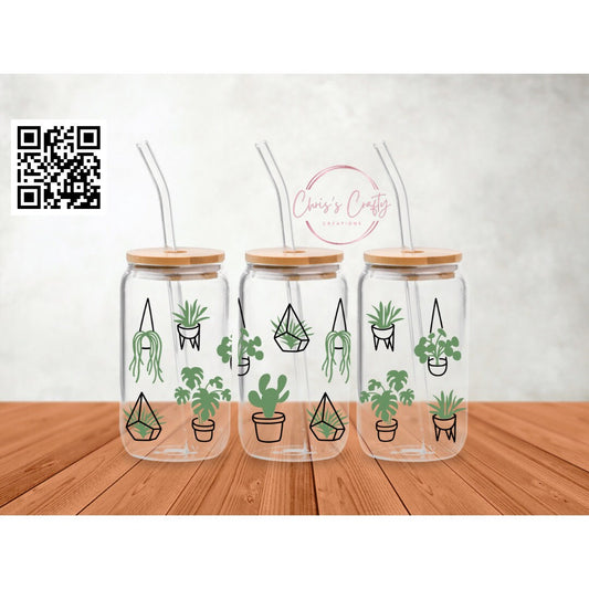 UVDTF Wrap Hanging Houseplants 16oz Can Glass Mug Tumbler, Plant Wrap, Ready to apply, Permanent Adhesive Waterproof