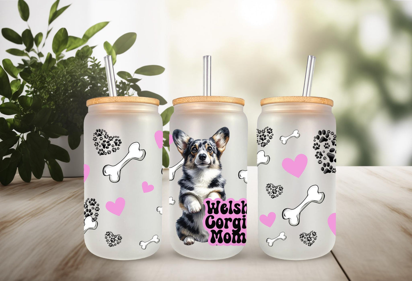 UVDTF Wrap Corgi Mom for 16oz Can Glass Mug Tumbler,  Ready to Apply, Permanent Waterproof Adhesive