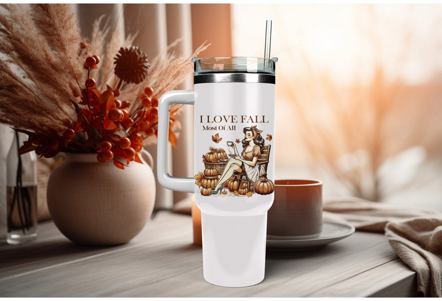 UVDTF Wrap I Love Fall Vintage Girl Coquette Bows for 16oz Can Glass Mug Tumbler, Ready to apply, Permanent Waterproof Adhesive