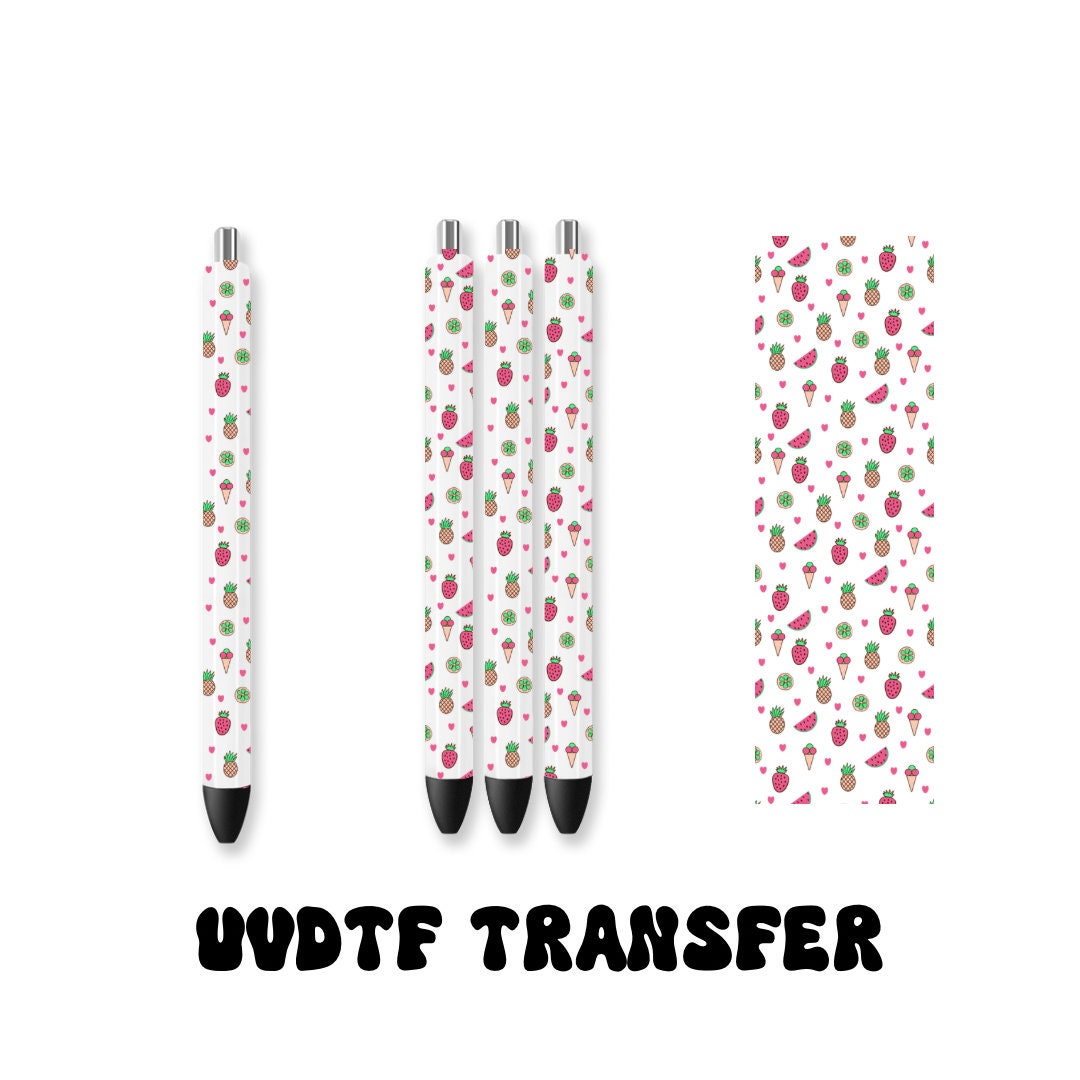 UVDTF Pen Wrap Summer Fruit, Tropical Fruit Pen wrap, Pen Wrap, Epoxy Pen Wrap, Ink Joy Pen Wrap, Permanent Waterproof Adhesive