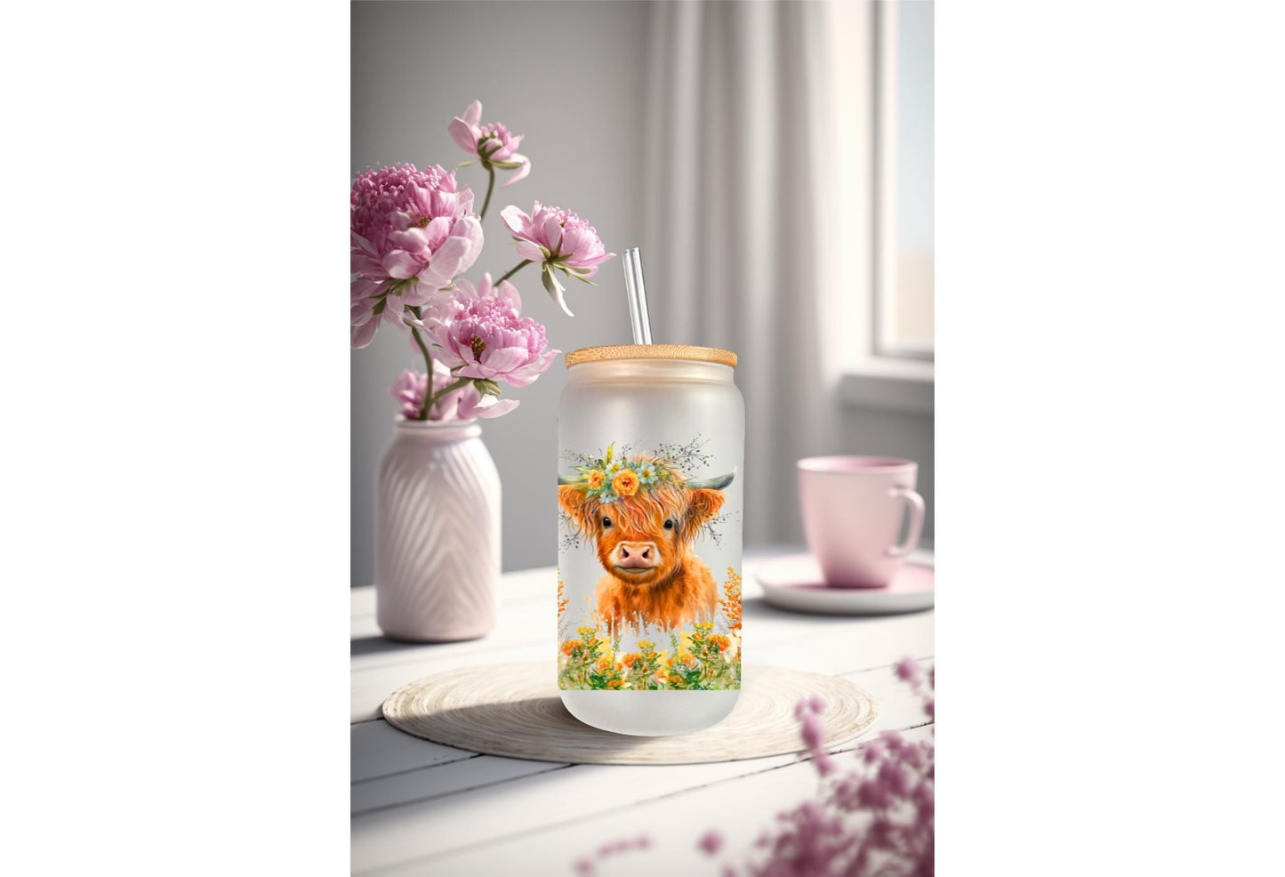 UVDTF Wrap Highland Cow Floral