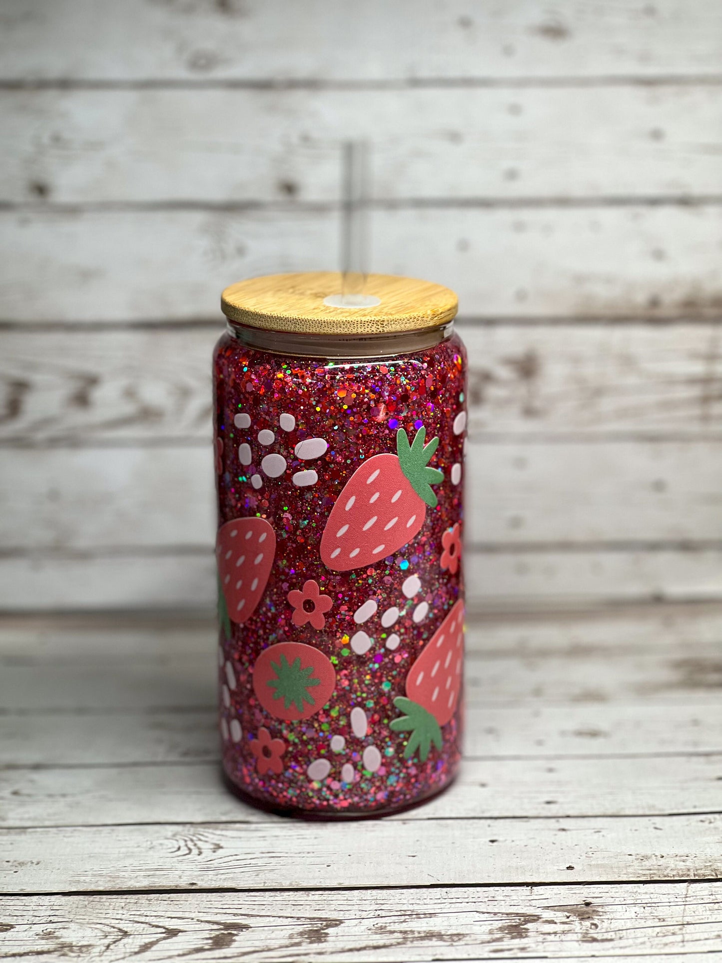UVDTF Red Strawberries for 16oz Can Glass Mug Tumbler, Ready to Apply, Permanent Waterproof Adhesive
