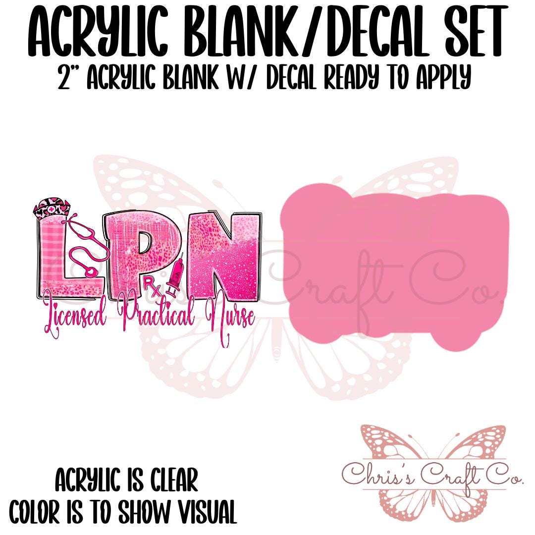 LPN Acrylic Blank Decal Set, Nurse Badge, DIY Badge Reels, UVDTF sticker, Unfinished Badge Reel, Badge Reel Blanks