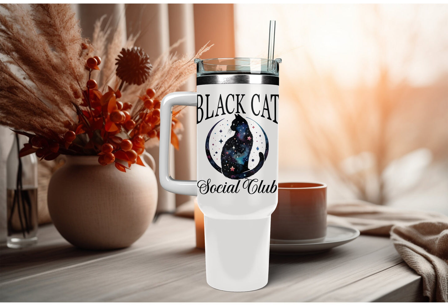 UVDTF Wrap Black Cat Social Club Coquettes Bows 16oz Can Glass Mug Tumbler, Ready to apply, Permanent Waterproof Adhesive