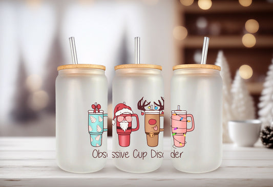 UVDTF Wrap Christmas Tumblers Santa Reindeer Tree Cakes for 16oz Can Glass Mug Tumbler, Ready to Apply, Permanent Waterproof Adhesive