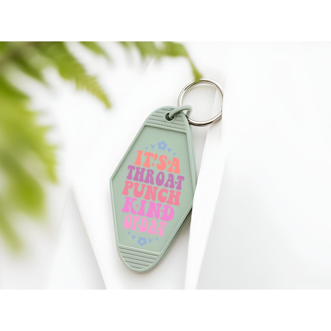 UVDTF Decal Motel It’s A Throat Punch Kind of Day , Funny Decal, Ready to Apply, Permanent  Adhesive,Single/Set of 5 Keychain Decals