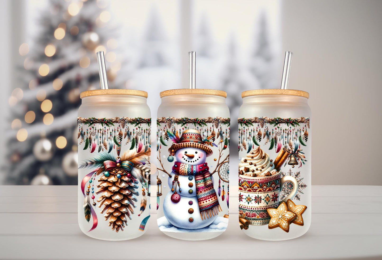 UVDTF Wrap Snowman Hot Cocoa Pine cone