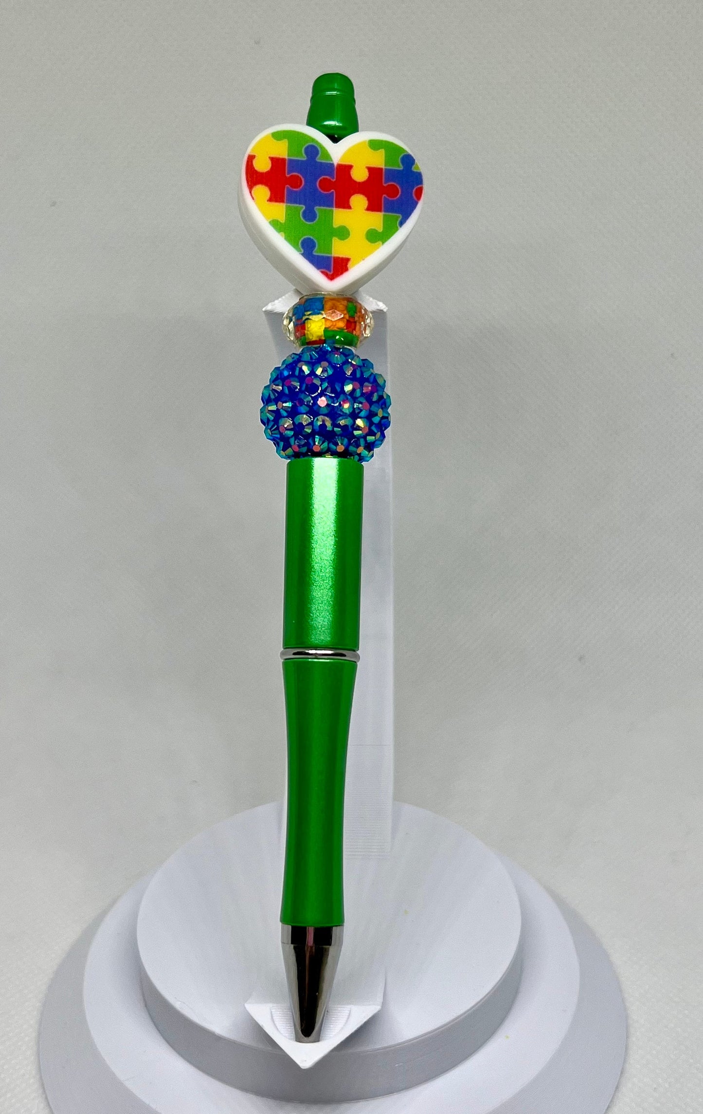 Beaded Pens Autism Puzzle Heart