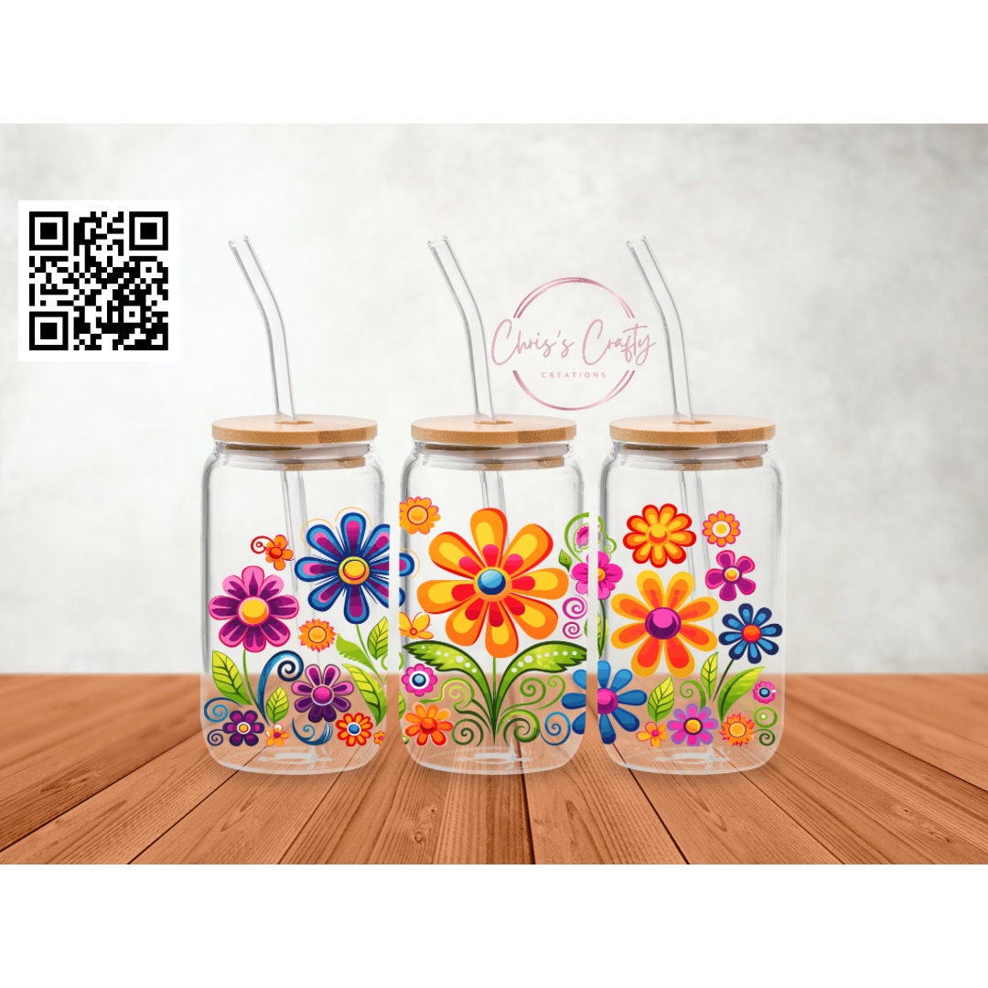 UVDTF Wrap Colorful Retro Flowers