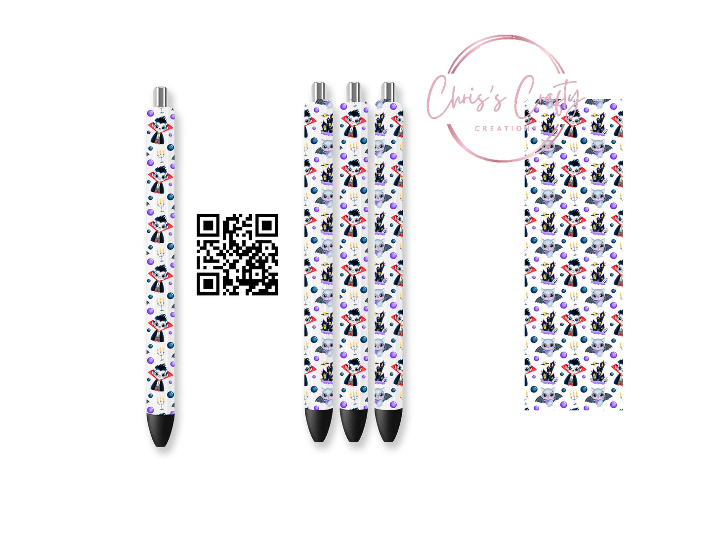 UVDTF Pen Wrap Halloween Cute Dracula Bat, Ready to Apply, Permanent Waterproof Adhesive