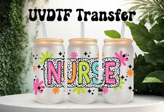 UVDTF Wrap Retro Nurse Dalmatian Dots for 16oz Can Glass Mug Tumbler,  Nurse Gift, Ready to Apply, Permanent Adhesive, Exclusive Design