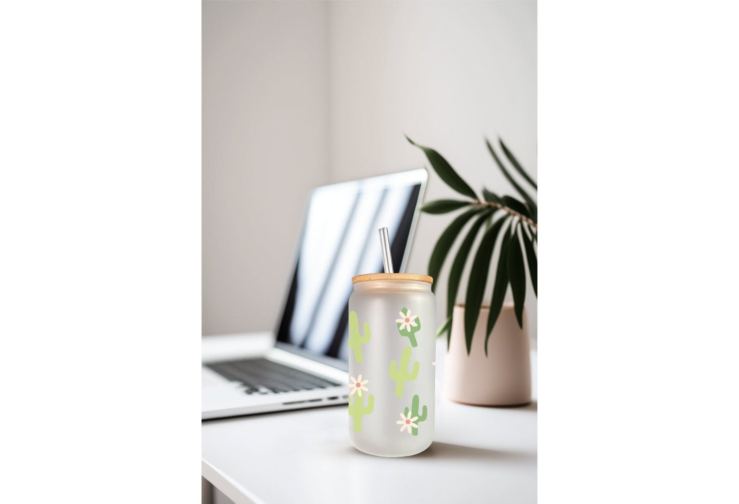 UVDTF Wrap Cactus Flower 16oz Can Glass, Mug, Tumbler, Cactus Wrap, Ready to apply, Permanent Adhesive Waterproof, Add on a Cup