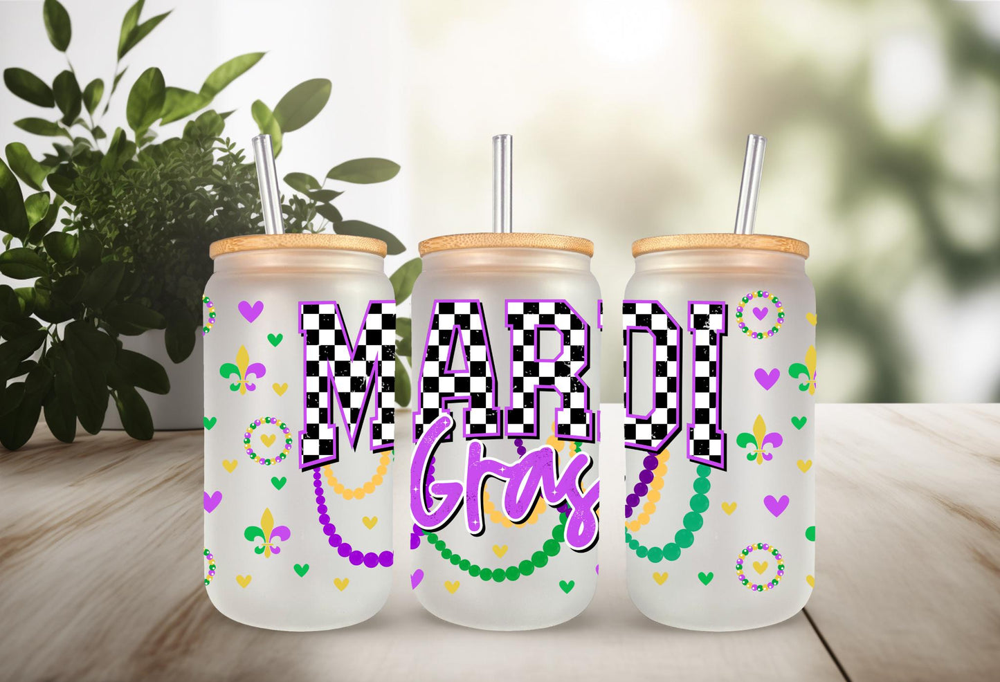 UVDTF Wrap Checkered Mardi Gras Beads
