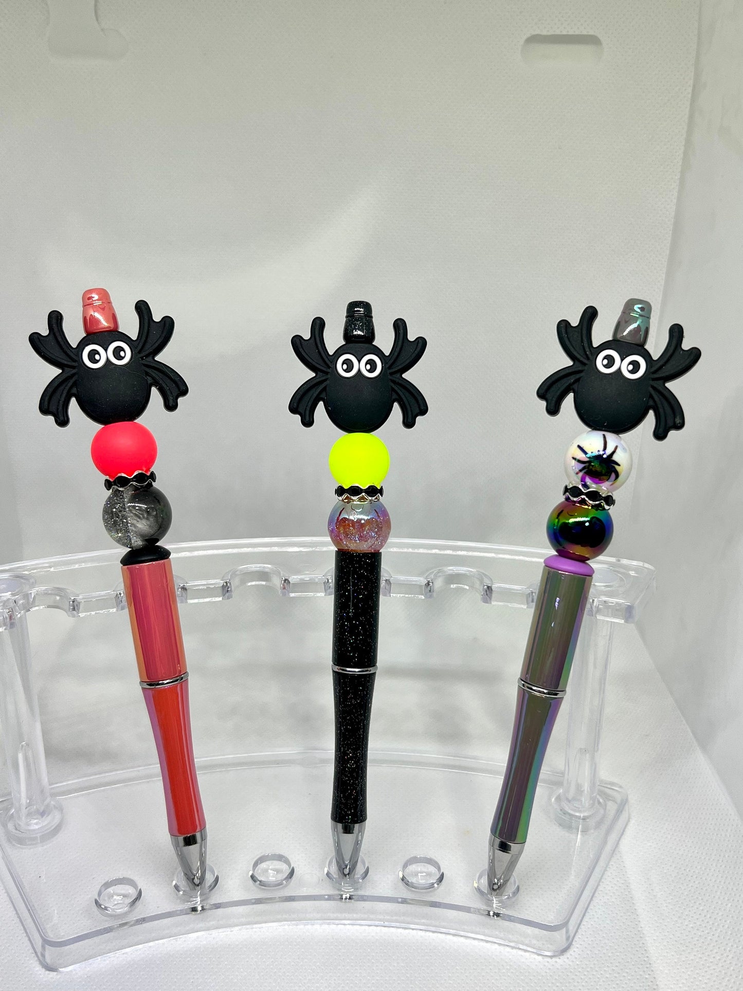 Beaded Pen Halloween Black Spider, Fun Pens Acrylic Beads, Custom Pen, Retractable Ink Pen, Gifts for her, Teacher, Nurses, Medical