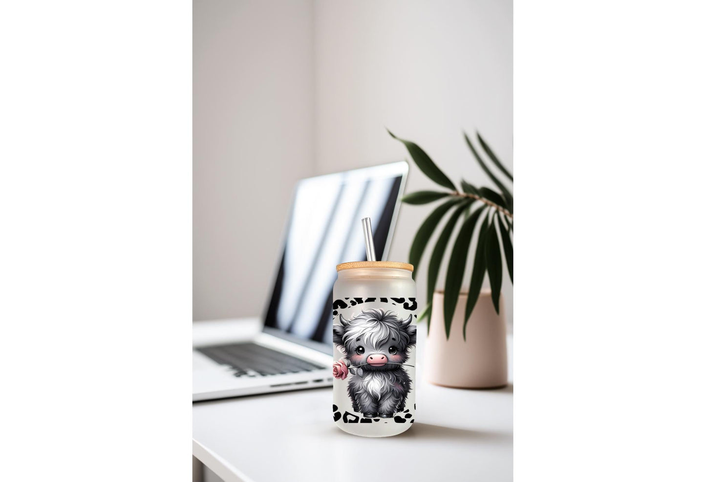 UVDTF Wrap Highland Cow Roses Leopard Print 16oz Can Glass Mug Tumbler Wrap, Geese Wrap, Ready to apply, Permanent Adhesive