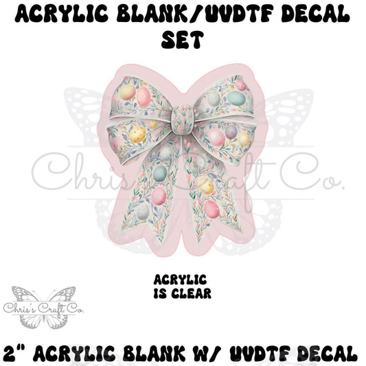 Easter Egg Bow Acrylic Blank Decal Set, DIY Badge Reels, Bow Blank and UVDTF sticker, Unfinished Badge Reel, Badge Reel Blanks