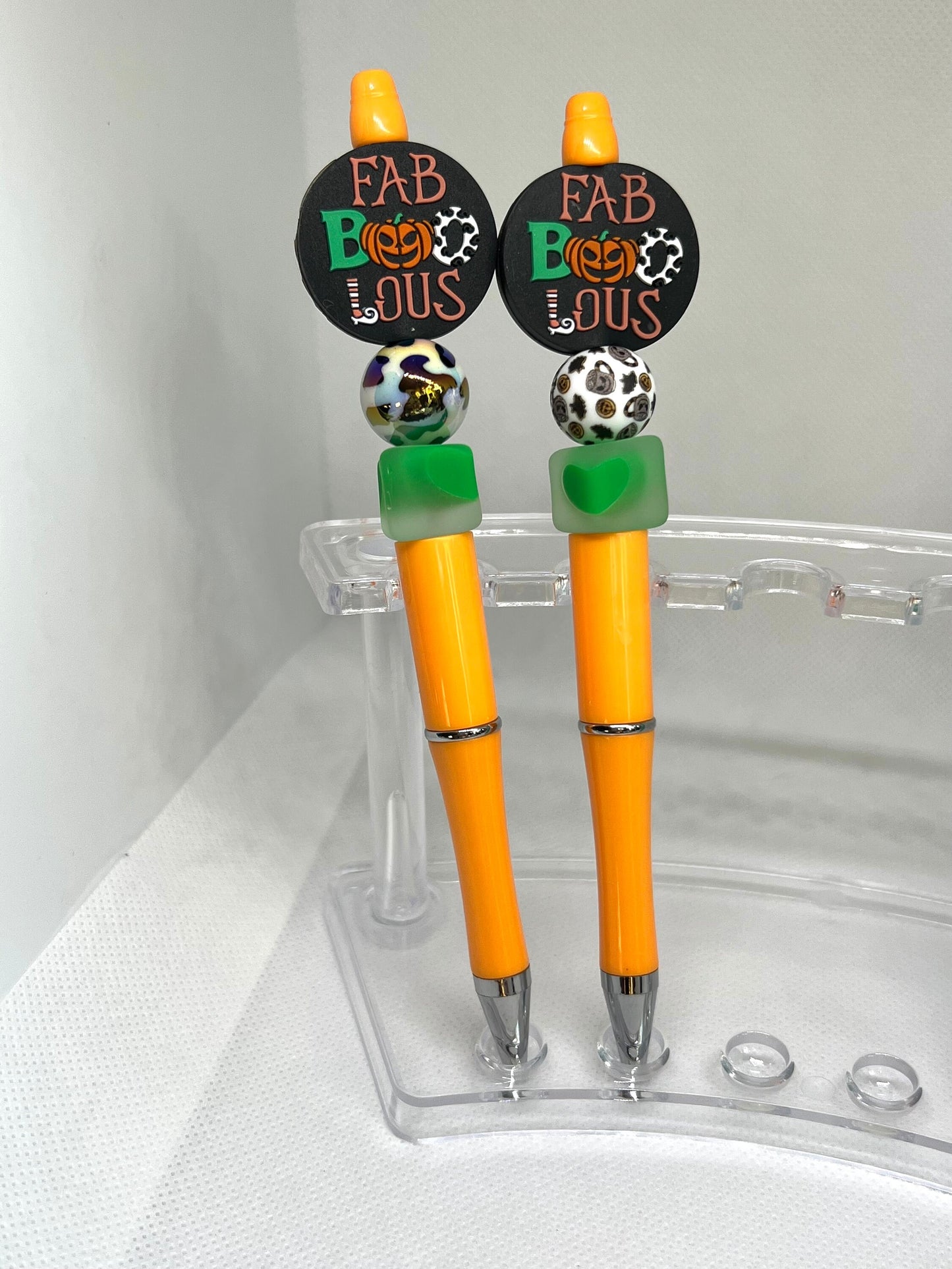 Beaded Pen Halloween Faboolous Pumpkin, Fun Pens Acrylic Beads, Custom Pen, Retractable Ink Pen, Gifts