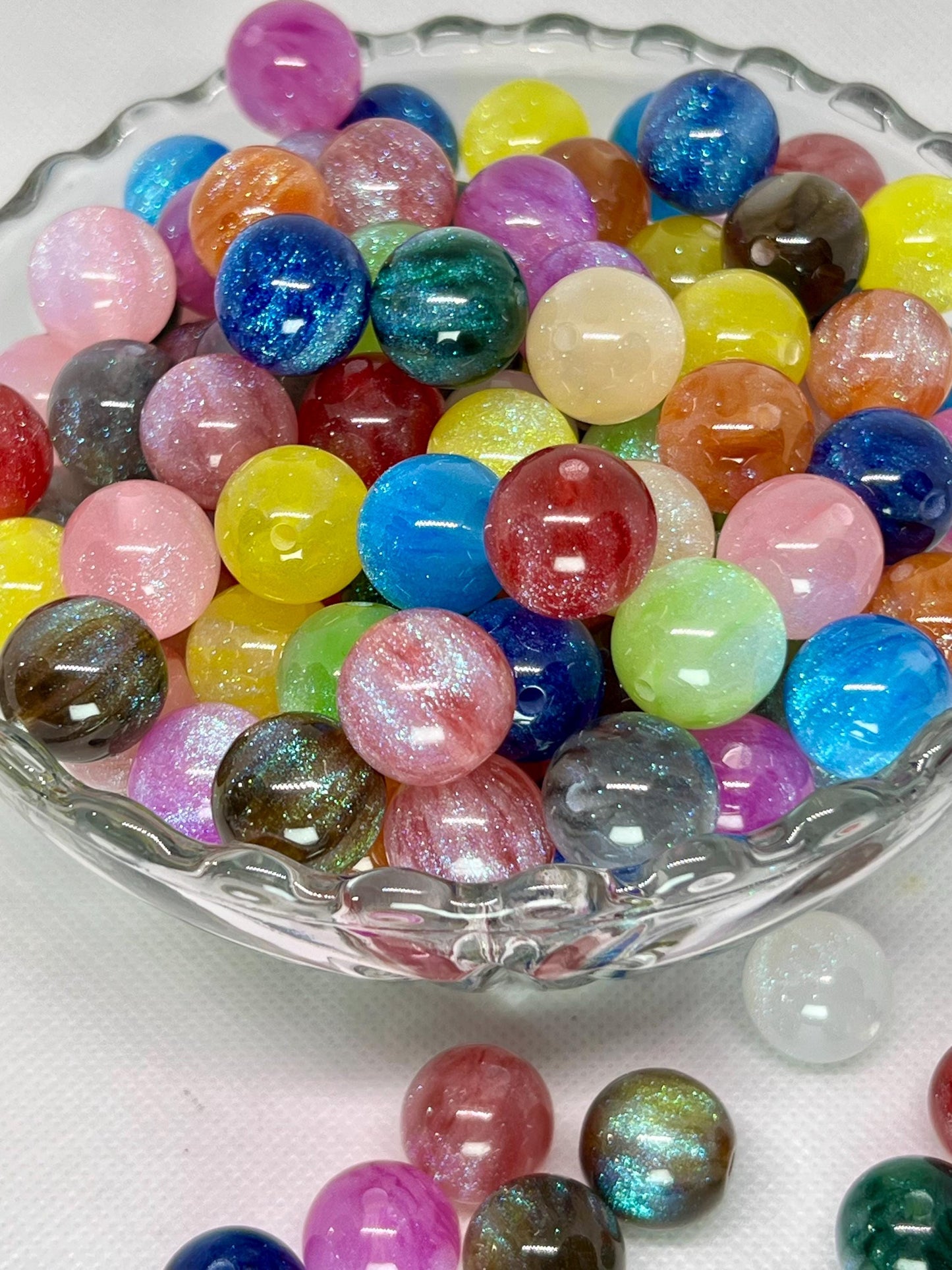 16mm Swirl Glitter Acrylic Beads, Acrylic Gumball Beads in Bulk, 16mm Beads, 16mm Bubble Gum Beads, DIY ideas, Chunky Beads