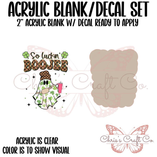 St. Patrick Ghost So Luckin Boojee Acrylic Blank UVDTF Decal Set, Diy Badge Reels, UVDTF sticker, Unfinished Badge Reel, Badge Reel Blanks
